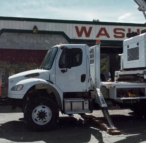 Valley Drilling rig truck on a job at a local business